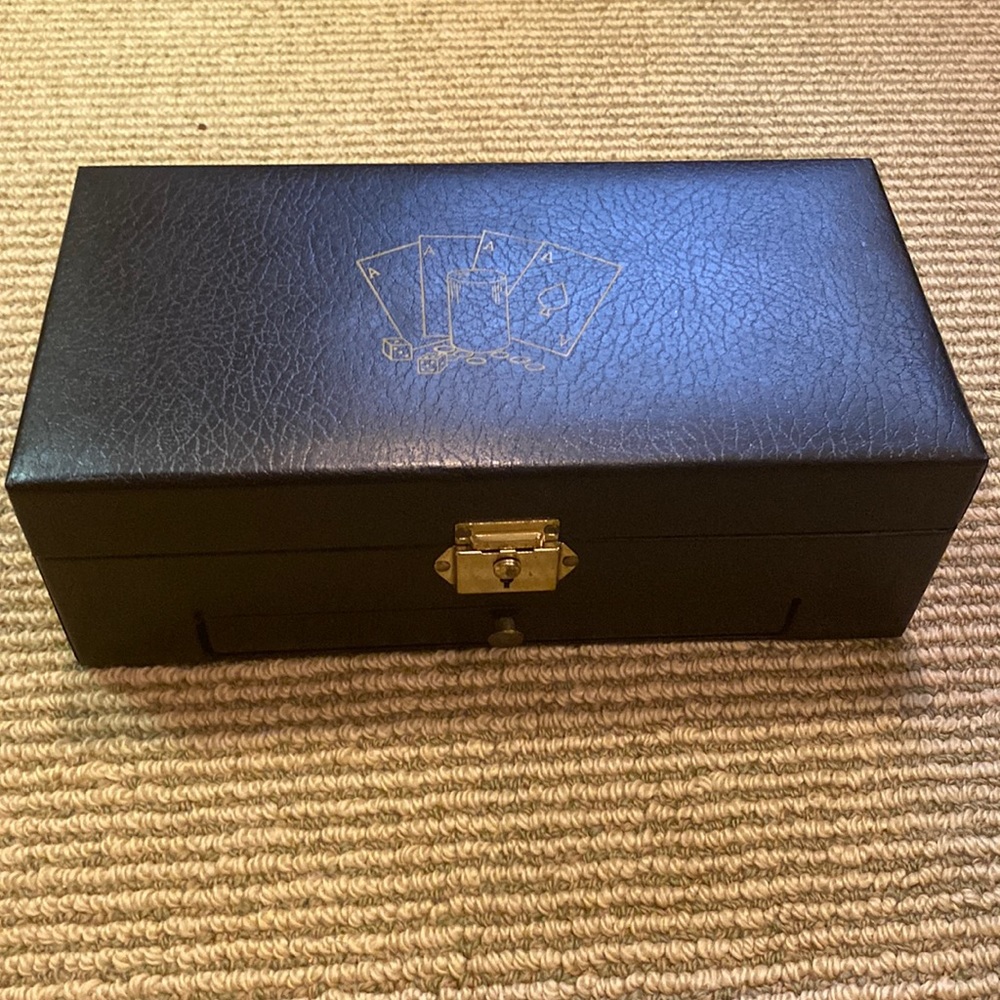 Griffon poker set black leather case